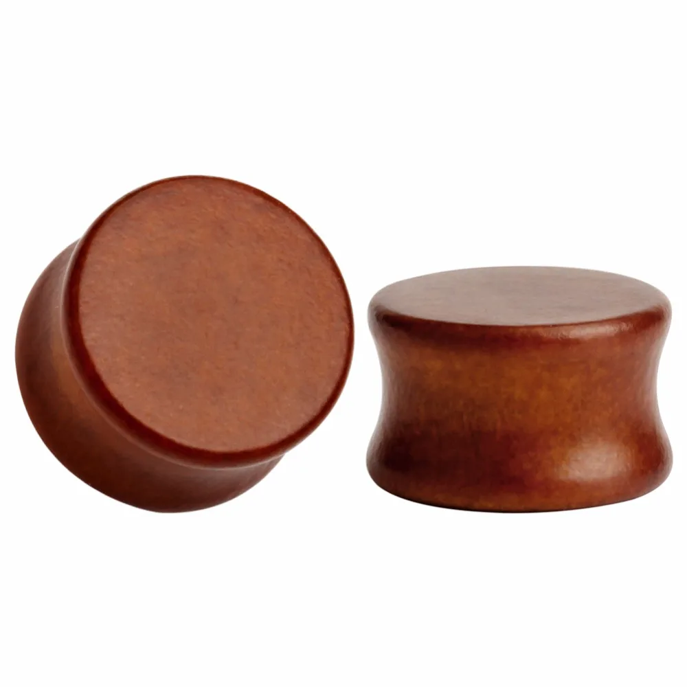 Buy double flared brown plain ear plugs wood ear