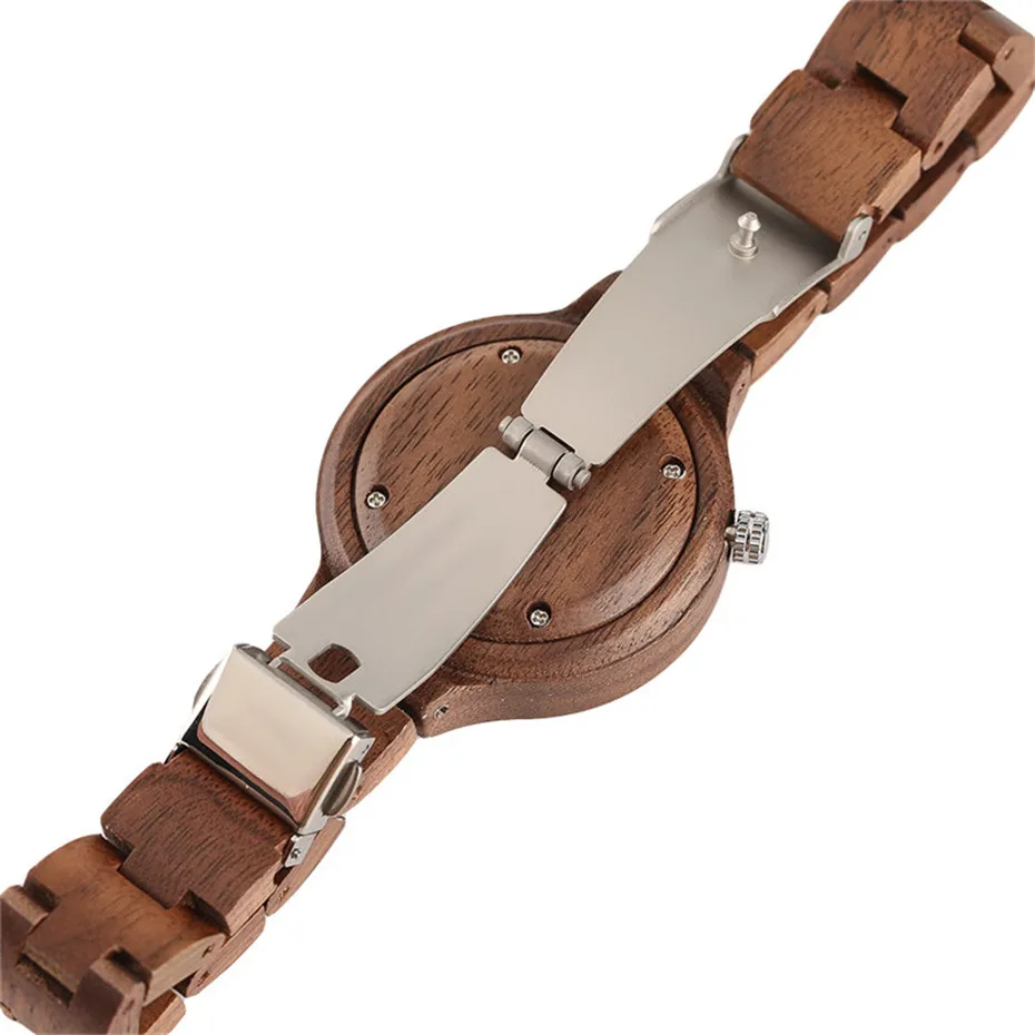 Casual Brown Two Styles Natural Sandalwood Wood Women Quartz Wrist Watch Handmade Wooden Sister Sports Watches Gifts (6)
