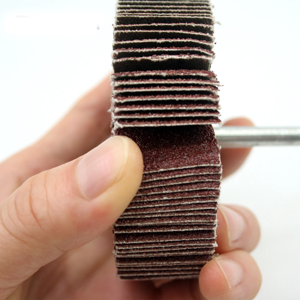 2 PC sand paper polishing wheel 6 x 80mm abrasive mops-wheel spindle mops mounted flap wheels grinding bits abrasive block