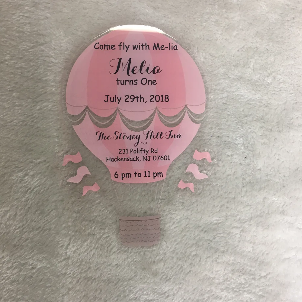  50pcs luxurious vintage air ballon wedding invitation cards laser cutting romantic pink cards with  - 32875500980