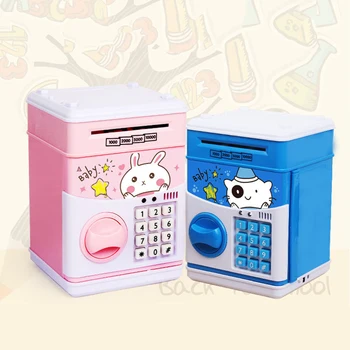 

Saving Box Cartoon Pattern Bank Safe ATM Bank Music Money Box Electronic bank Cat Paper Money Cash Coin Bank
