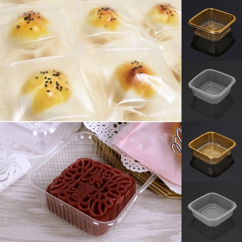 

50g 100g Square Moon Cake Trays Mooncake Package Box Container Holder 100Pcs New Hot 2018