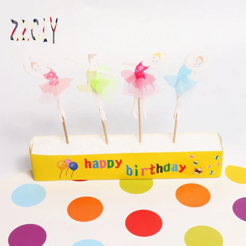 24pcs Gauze Ballet Girl Cupcake Topper Picks Kids Birthday Party Candy Wedding Cup Cake Decoration Supplies | Дом и сад