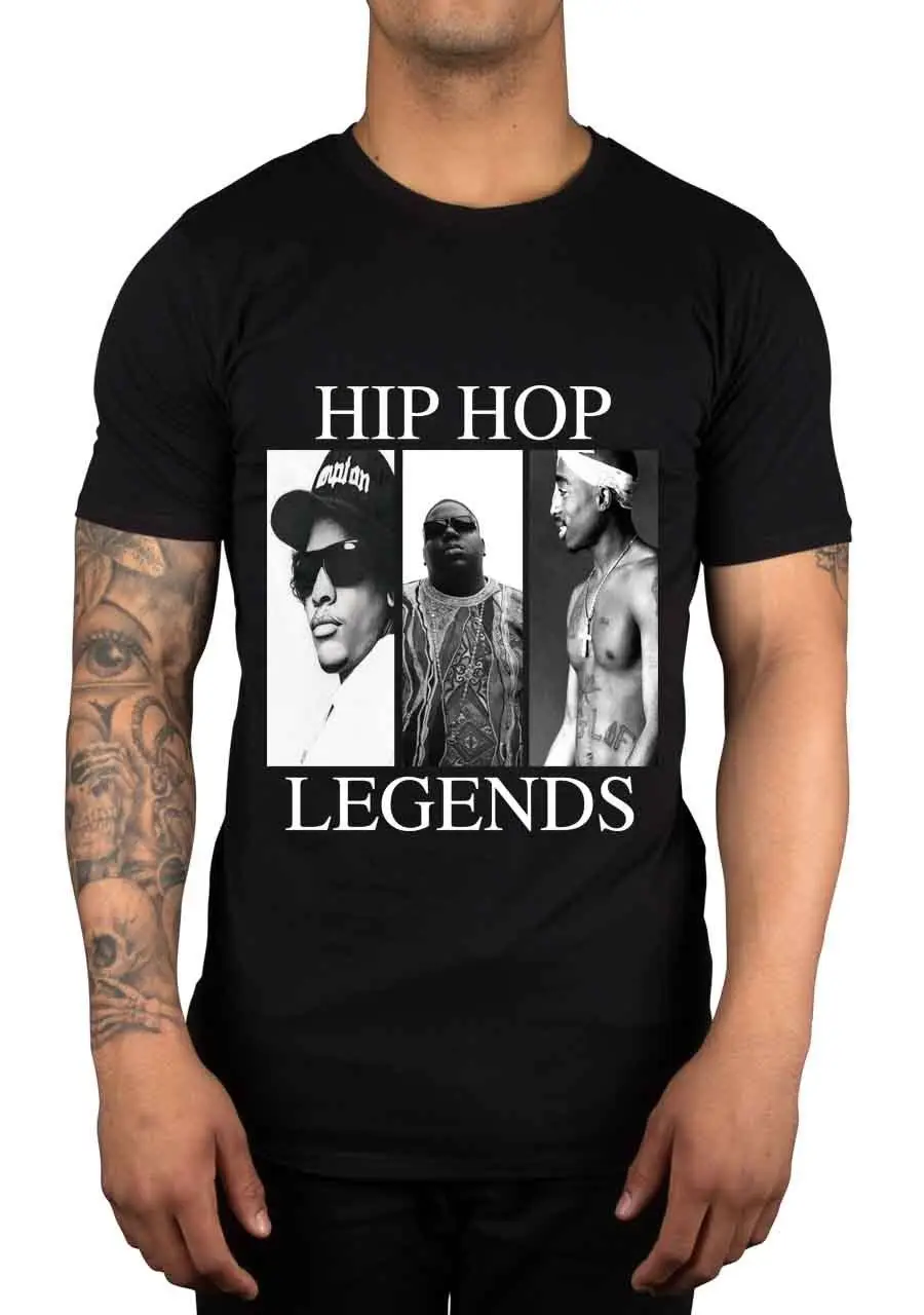 

2019 Hip Hop Legends NEW Graphic Mens T Shirt Compton 2 Pac Biggie Smalls Eazy E Tupac Top Tee Summer 100% Cotton Tshirts