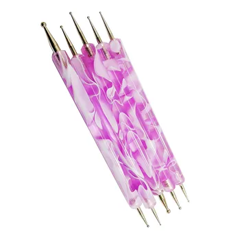 

Set of 5 Nail Art Dotting Pen Manicure Accessory Kit Pedicure of Nail ArtNail Deco Double Spikes Decor for Nails (Purple 5 PCS