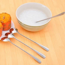 1 шт. ложки с длинной ручкой, Нержавеющая сталь чайная, кофейная ложка коктейльное мороженого ложки столовые приборы Кухня аксессуары