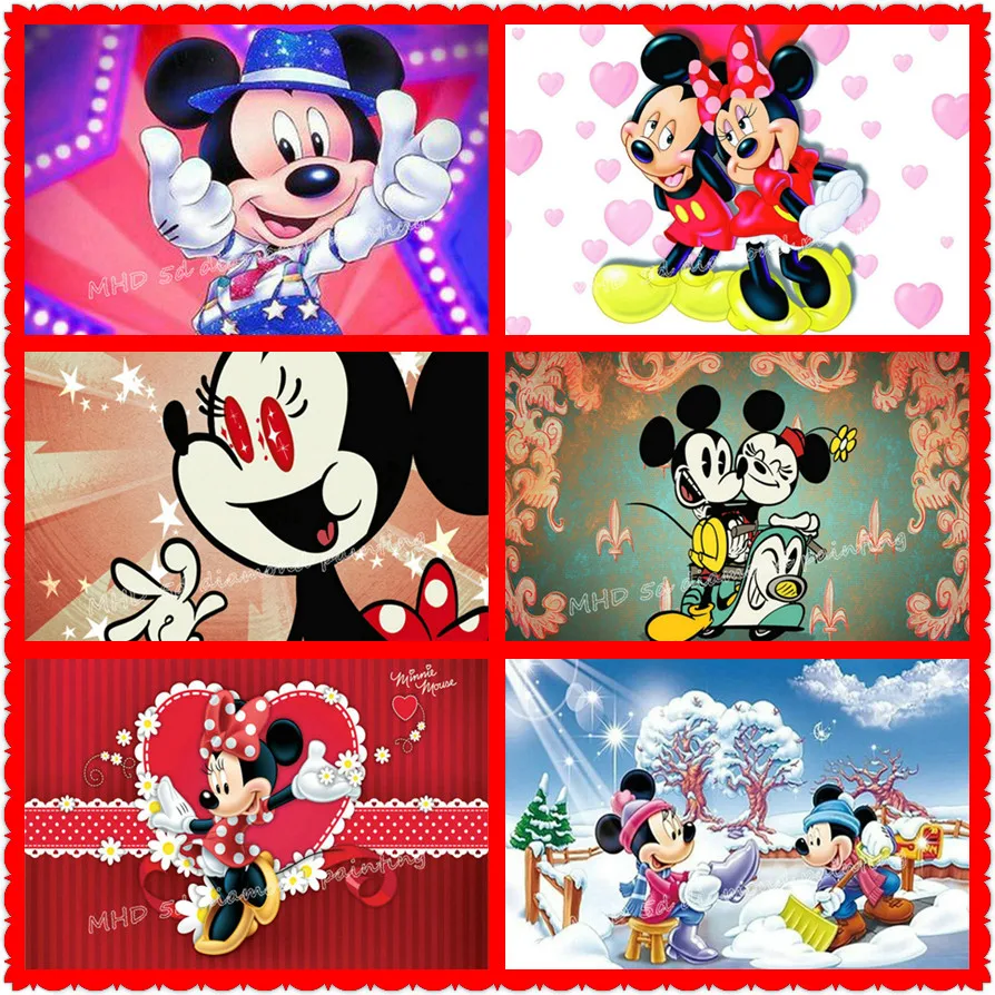 

Full square 5d diy diamond painting Disney Mickey Minnie Mouse Crystal Mosaic Cartoon 3d Diamond Embroidery Children's Gift
