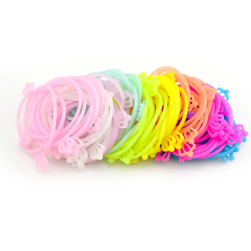 100 pcs / Lot Sweet Candy Silicone Crown Hair Rope Elastic Hair Bands