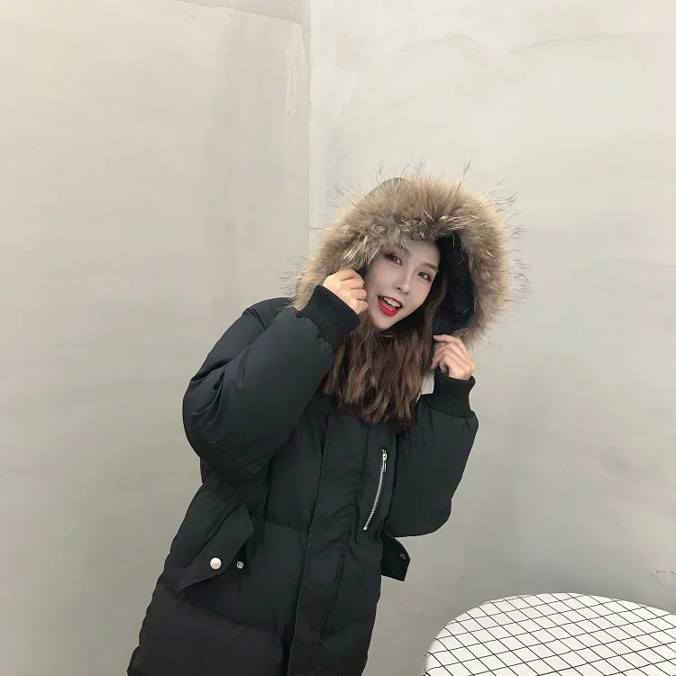 De Capuchon Raton Femmes Collier Veste Long Chaud Laveur Grande Doublure 2019 Mode Hiver Manteau À Nouvelles Luxe Fourrure Parkas pP0KxEw