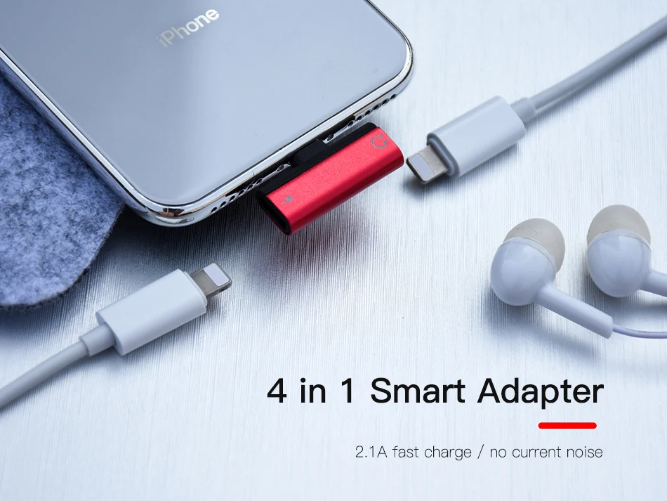 !ACCEZZ For Apple Headphone Adapter For iphone 7 8 Plus X XS MAX XR Audio Connector Converter 2 in 1 lighting Earphones Adapter (10)