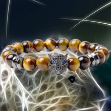 

Natural Stone Bracelet Men Tiger Eye Beads Leopard Animal Charm Bracelets & Bangles For Women Handmade Jewelry Pulseras Dropship