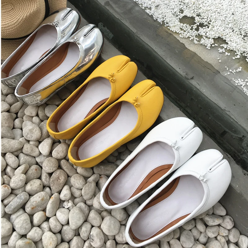 

Genuine Leather Women Casual Shoes Fashion Toes separated Slip On Flats Loafers Gladiator Party Dress Shoes Woman zapatos mujer