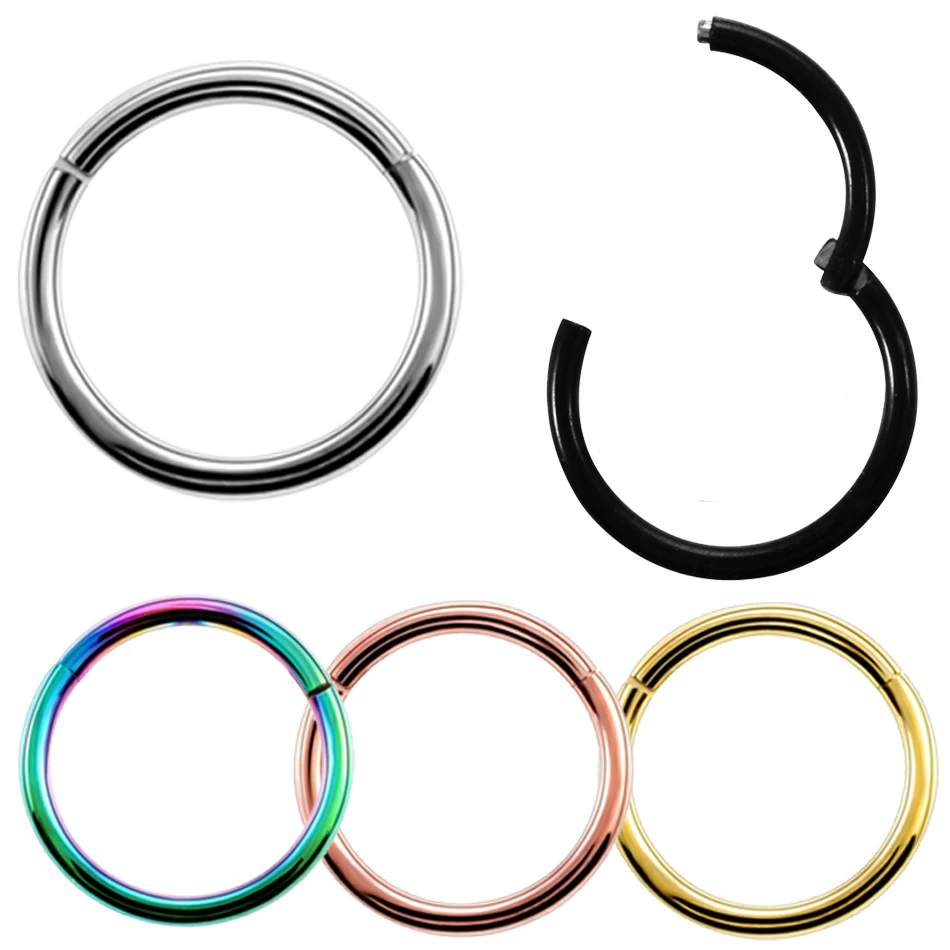 

2pcs/lot Steel 16G Hinged Segment Rings Septum Clicker Piercings Nose Earring Tragus Cartilage Helix Rook Daith Conch Piercings