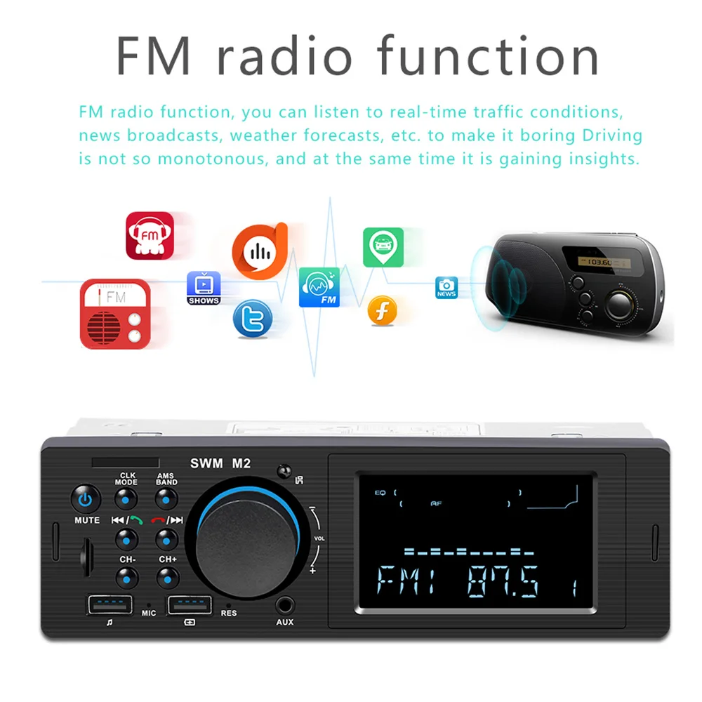 Автомобильный радиоприемник Bluetooth Авторадио 12 в автомобильный стерео радио FM Aux вход приемник зарядка SD USB In-dash 1 din автомобильный MP3 мультимедийный плеер