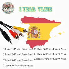 1 Year 7Clines ccccam Europe Vaild AV Cable IKS HD 7 Lines for Satellite TV Receiver
