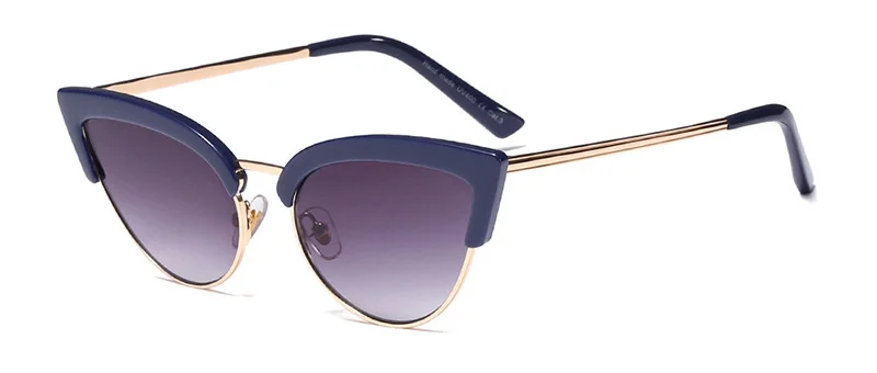 SHAUNA, Ретро стиль, половинная оправа, женские солнцезащитные очки кошачий глаз, модные градиентные солнцезащитные очки, UV400 - Цвет линз: Navy Grey