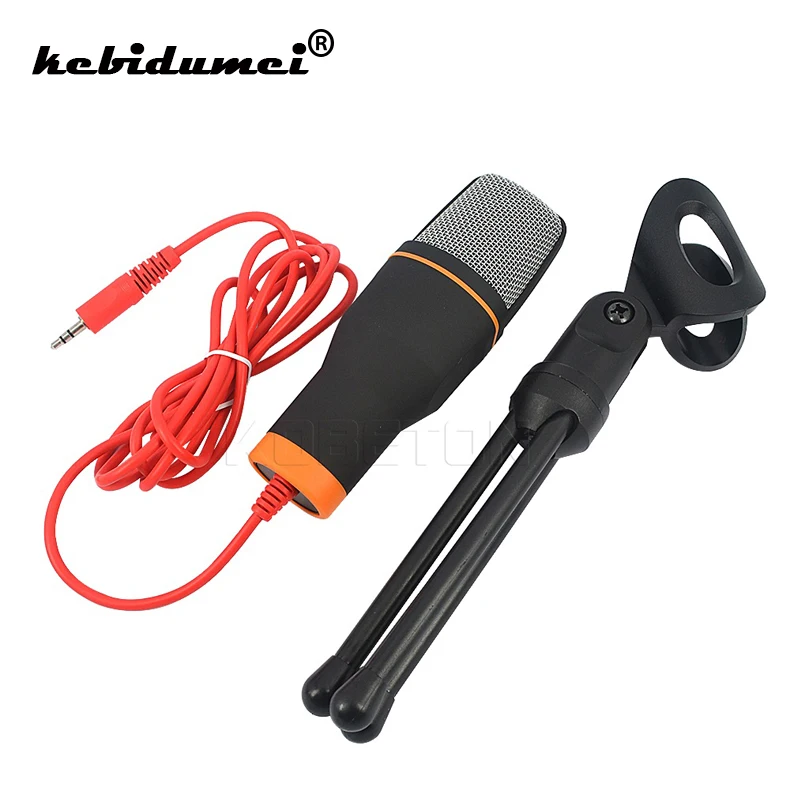 

kebidumei Condenser Microphone 3.5mm Plug Home Stereo MIC Desktop Tripod Microphone for Skype Chatting Video Gaming Recording