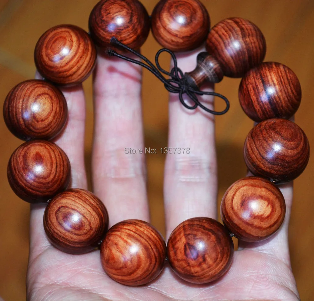 

shitou 00456 HAINAN HUANGHUALI WOOD 20MM BRACELET PRAYER WORRY MALA BEADS 67 ROSEWOOD CHINESE