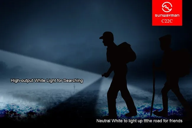  2015  Sunwayman C22C flashlight 1000 lumens U2 LED side R5 LED night traveler IPX8 NEUTRAL WHITE to - 32608180877