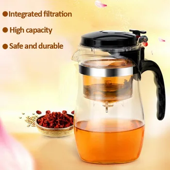 

1PC 500ml/750ml Large Capacity Heat Resistant Teapot Glass Tea Pot With Infuser For Loose Leaves Maker Convenient Office Tea Pot