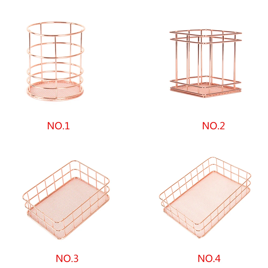 Новое поступление домашний скандинавский стиль Железный розовый золотой прямоугольник настольное домашнее хранилище корзина Органайзер карандаш кисть чашка Косметика журнал