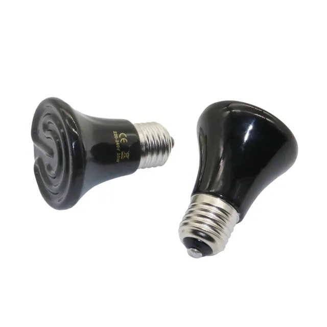 Pet Heating Light E27 25W~100W Small Conical Ceramic Emitter Heat Bulb Black For Reptile Pet Brooder Lamp 1Pc 3