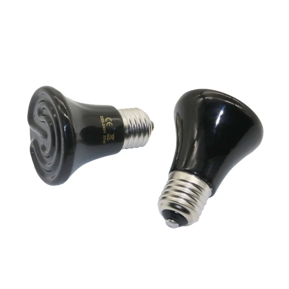 Pet Heating Light E27 25W~100W Small Conical Ceramic Emitter Heat Bulb Black For Reptile Pet Brooder Lamp 1Pc 3