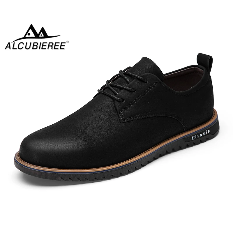 

ALCUBIEREE Fashion Genuine Leather Men Brogue Shoes Men's Lace-up Breathable Leather Shoes Vintage Comfortable Men Casual Shoes