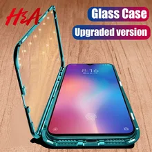 Металлический магнитный адсорбционный чехол для Xiaomi 9 8 SE Mi 8 Lite F1 Redmi 7 6A 6X Note 7 6 5 Pro, чехол из закаленного стекла на магните