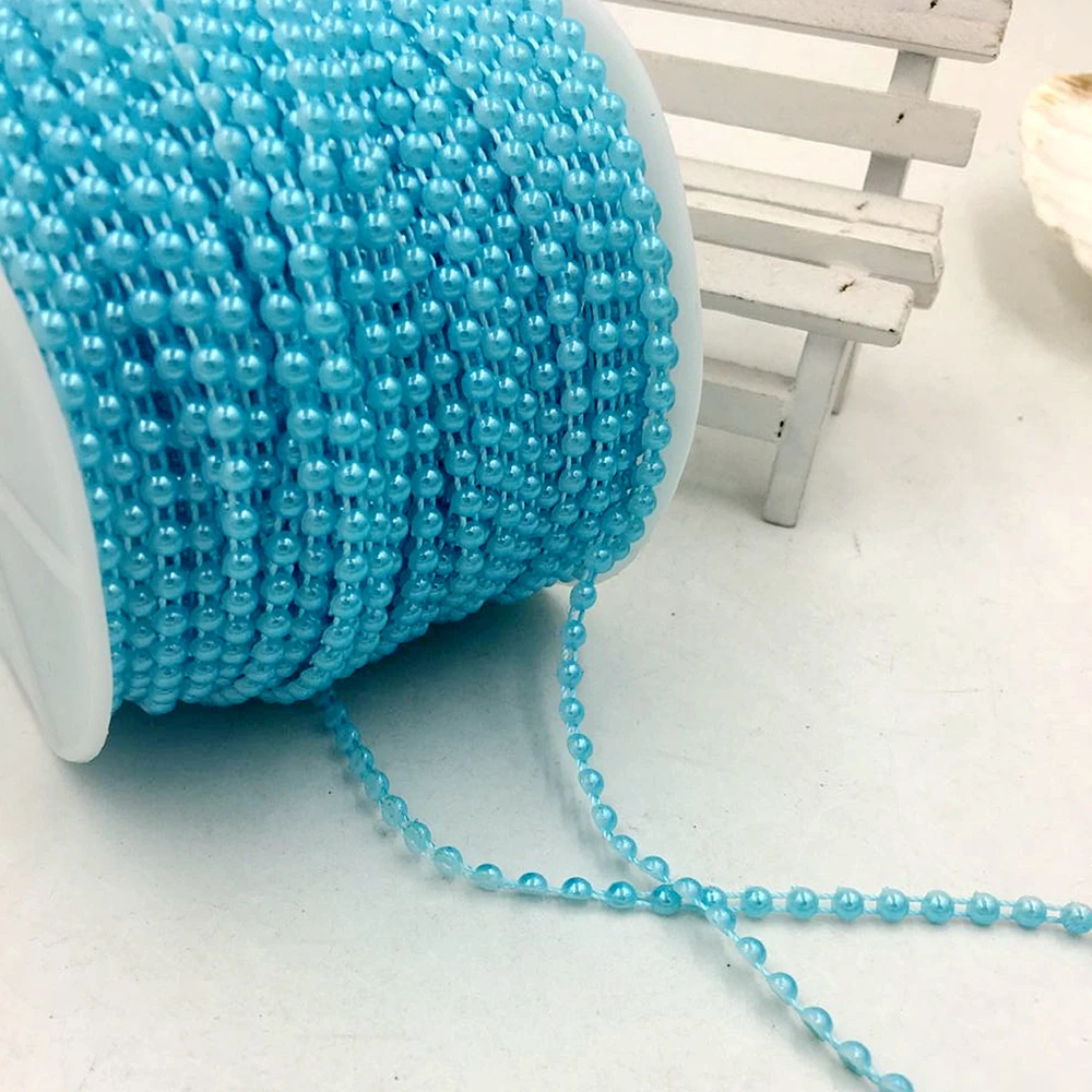 

Free Shipping Size 4mm Pick White/Pink Color 50 m Half Round Flatback Imitation ABS Pearl Beads Chain For DIY Decoration