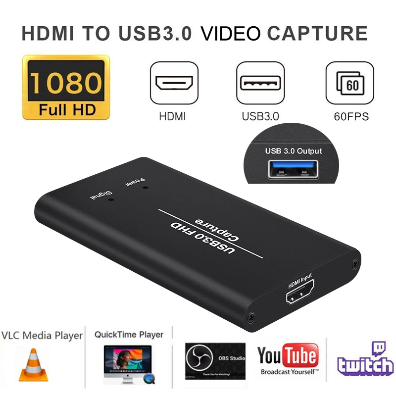 

HDMI TO USB 3.0 Capture Video Card Broadcast Live Streaming and Record Full HD 1080P For PS4 Phone TV BOX Game Grabber Converter