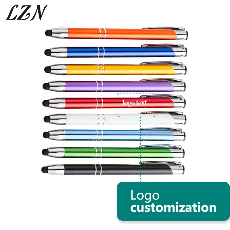 LZN Design Company Logo Laser Engraved Touch Screen Ballpoint Metal Pens 10pcs a lot Customized With Your Logo/Website/Contacts