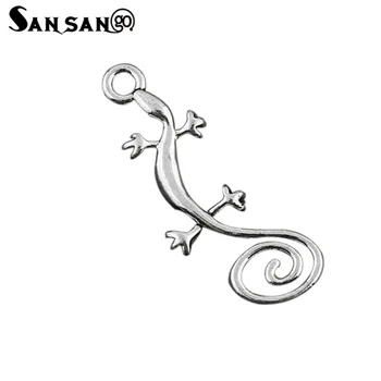 

30pcs 25*8mm Gecko Shape Zinc alloy Jewelry DIY Charms Pendant For Necklace Earrings Antique Silver Color Women Accessories