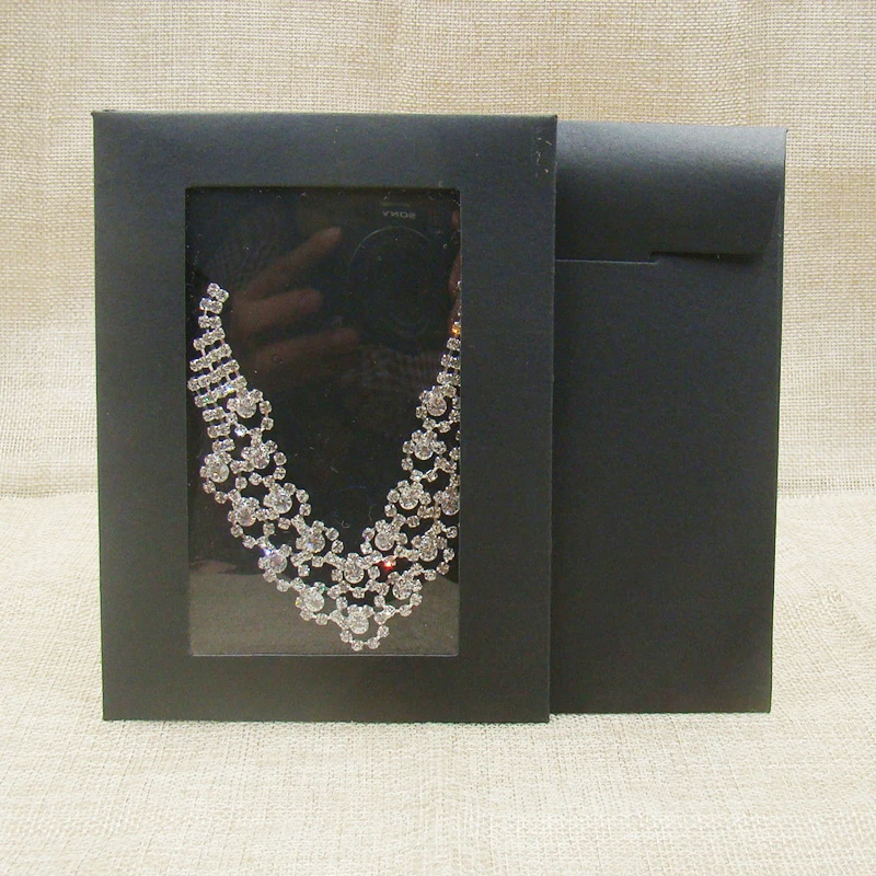 50PCS new pink jewelry package box various color window envelop box for jewelry necklace package /invitation card /CD storage