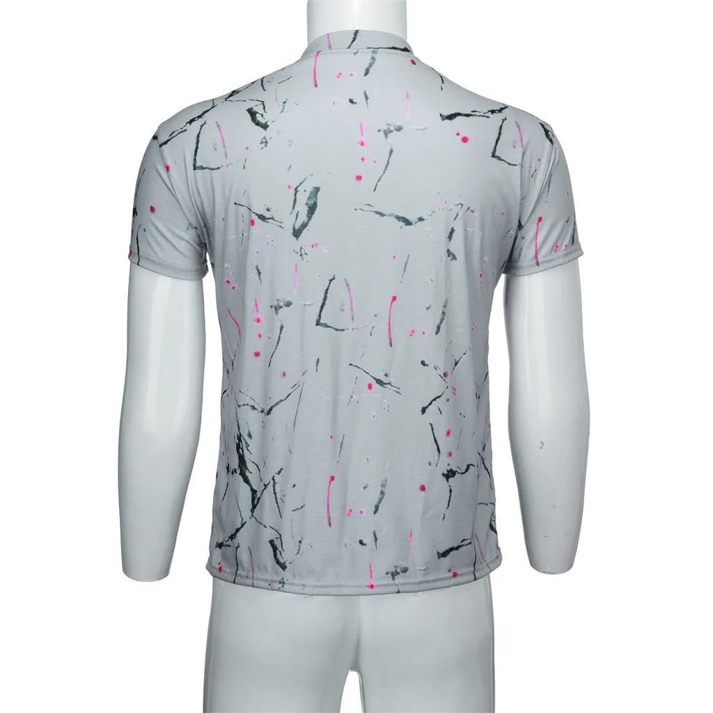 Plus Size T-Shirts 2019 Summer Mens Clothing Casual Print Elastic Short Sleeve Tee Top Fitness Tshirts Streetwear Male T-shirts