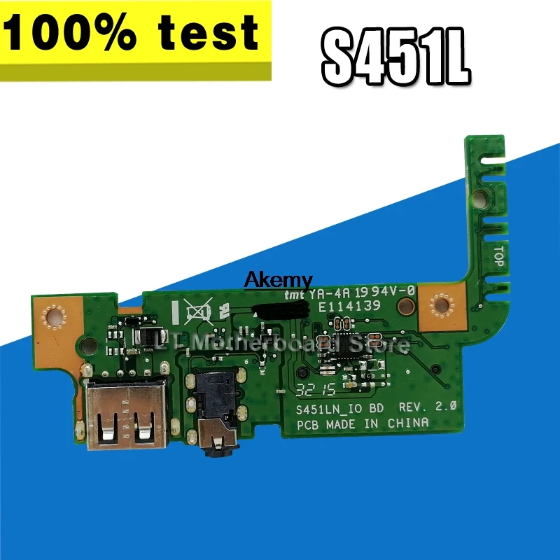 

S451LN IO BOARD REV 2.0 For ASUS S451 S451L S451LN S451LA Laptop Motherboard Audio USB SD CARD BOARD IO board Test 100% OK