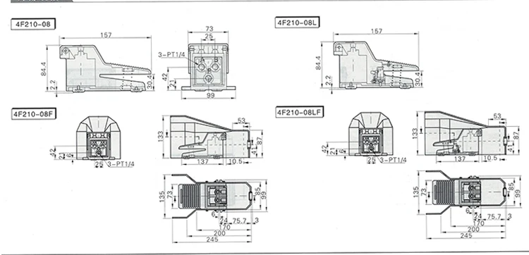 Высокое качество FV210 воздуха Пневматический педаль клапана Switch4F210-08 4F210-08L стопы Давление Управление с замком