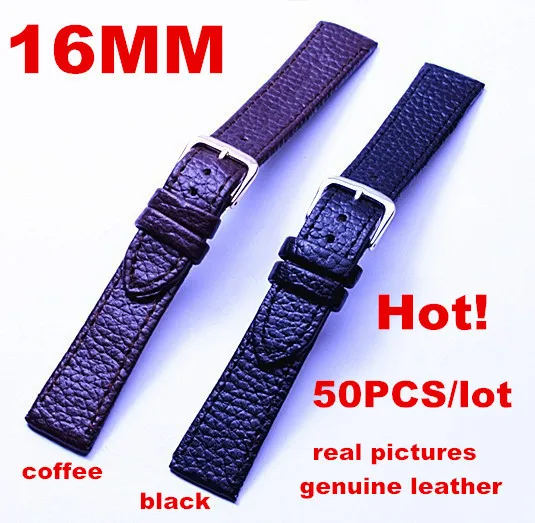Wholesale 50PCS/lots High quality 16MM 100 genuine leather Watch strap