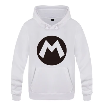 

Cute Cartoon Super Mario M Logo Hoodies Men 2018 Men's Pullover Fleece Hooded Sweatshirts