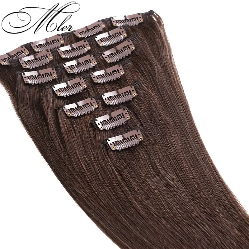 Hot Selling 7Pcs/set 6A Remy Virgin Brazilian Hair Clip In Extension Straight Human Hair Clip in #4 70g Remy Virgin Hair Clip