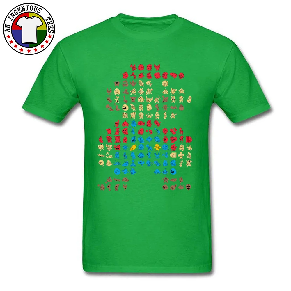  Men's T-Shirt Super-Mario0604 Classic Tops Shirts Cotton O Neck Short Sleeve Normal Tops Shirt Thanksgiving Day Super-Mario0604 green