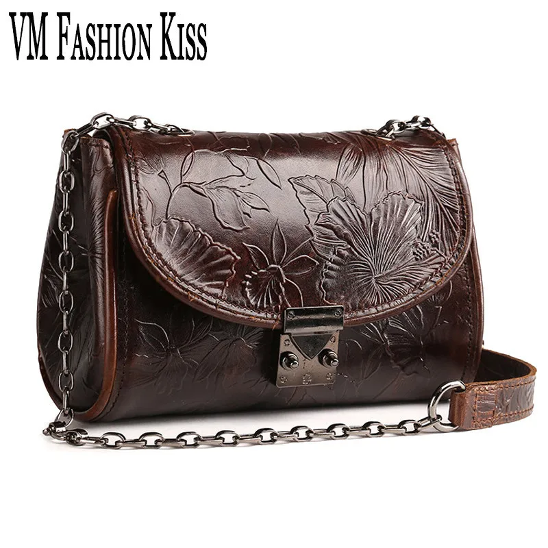 VM FASHION KISS Женская рельефная мини сумка на плечо из натуральной кожи в стиле ретро