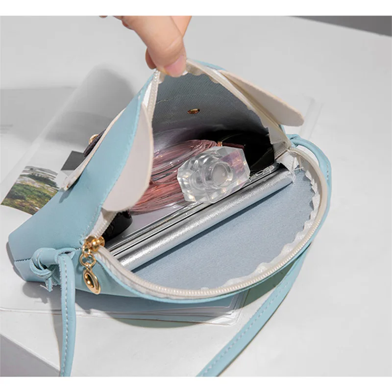 

Contrast Color Single Shoulder Bag Animal Shape PU Zipper Bag with Strap for Women WF 668