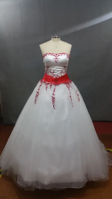 Wedding Dresses with Color Embroidery