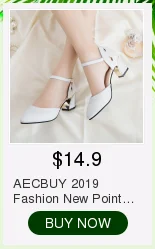 AECBUY Sandals Female Middle Heel 19 Summer New Thick Heel Water Drill One Word Buckle Fish Mouth High Heel Woman Shoes 7LXPb1