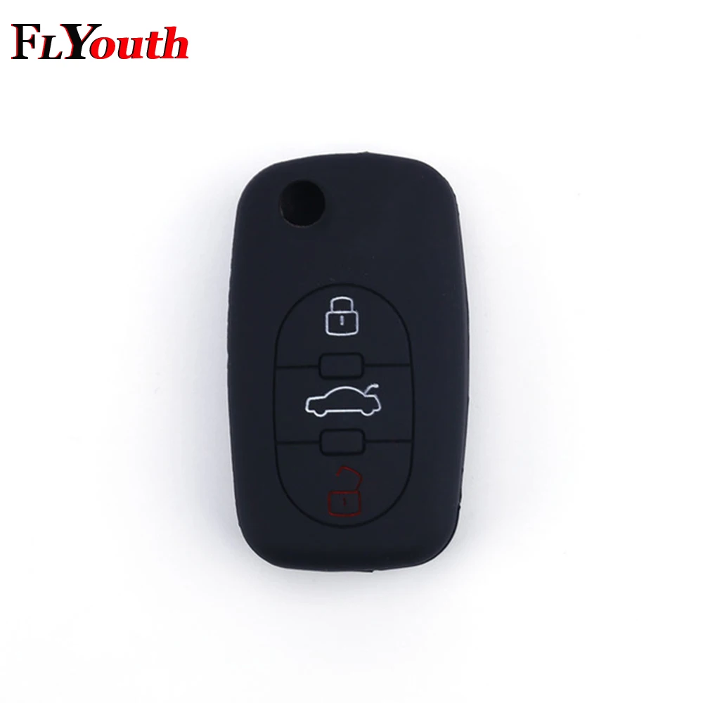 

3 Button Silicone Car Remote Key Fob Shell Cover Case For Audi A4L A6L A8L A3 A5 Q5 Q3 Q7 R8 TT S3 S7 RS7 RS5 B9 Car key Cases