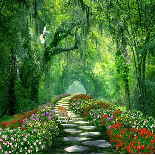 Beibehang papel de parede 3d tapety nowoczesne forest park odcie drogowego krajobraz krajobraz tapety na cianach