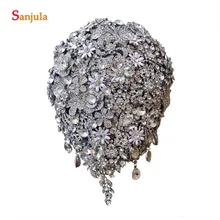 Зимние сапоги с роскошными кристаллами букеты невесты капли воды узор серый невесты держат букет со сверкающей цветы H008