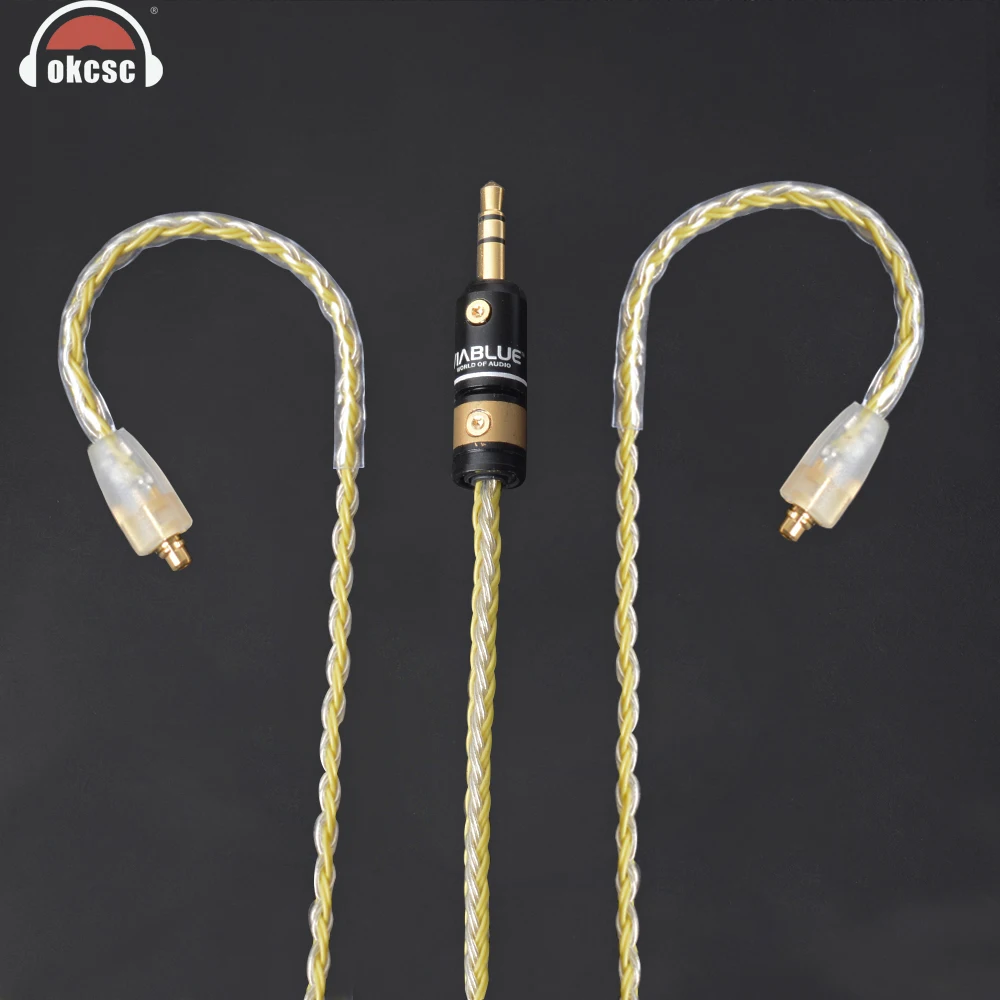 

OKCSC MMCX Cable 3.5mm Audio Stereo Plug Upgrade Cables MMCX Interface Copper Earphone Cords for SHURE SE215 Westone MAGAOSI