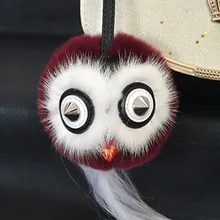 Trinket fluffy rabbit fur Keychain leather bag charm fur Pom Poms bird owl monster doll keychain car bag pendant key chains
